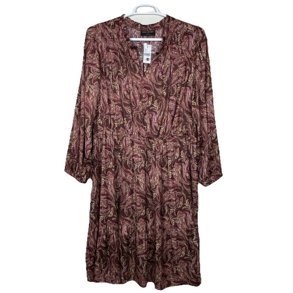 New Lane Bryant Midi Dress Womens Plus 22 Paisley Ruffle Trim Tiered Whimsy‎ Y2K